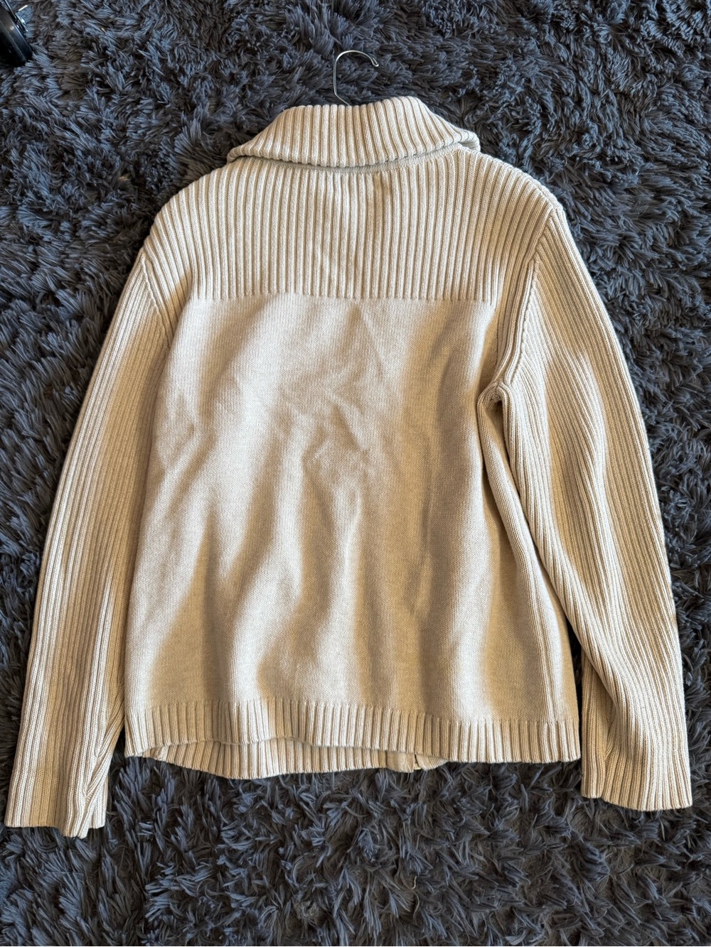 Pendleton Cream Zip-Front Ribbed Sweater Jacket - Picture 2 of 3